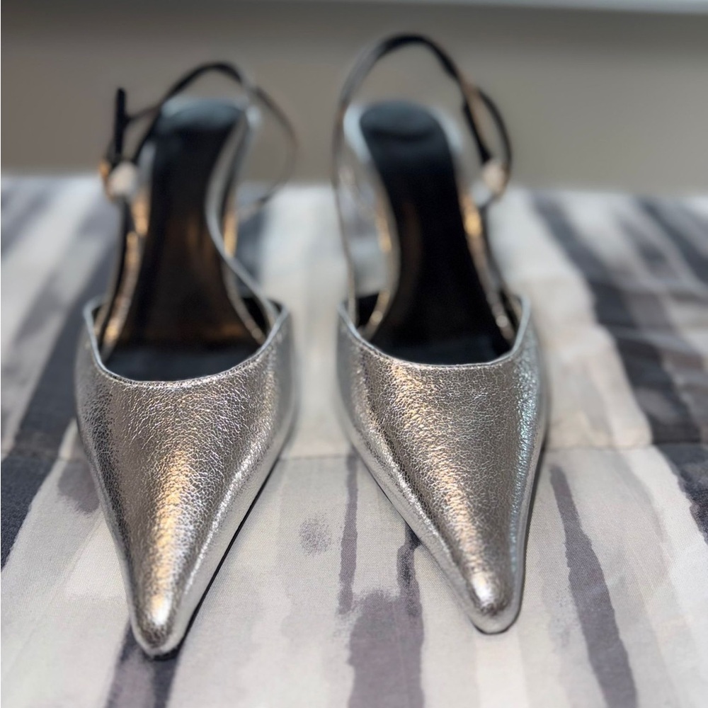 H&M Silver Pointed Toe Heels